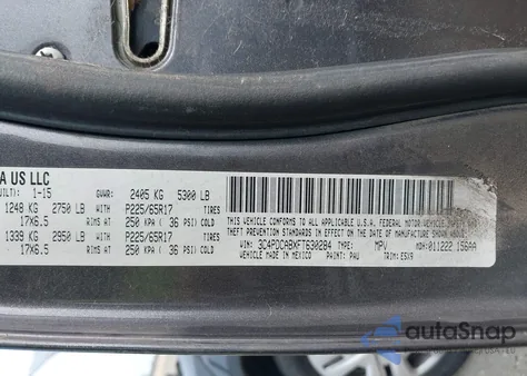 2015 Dodge Journey American Value Pkg from USA, damaged, VIN 3C4PDCABXFT630284